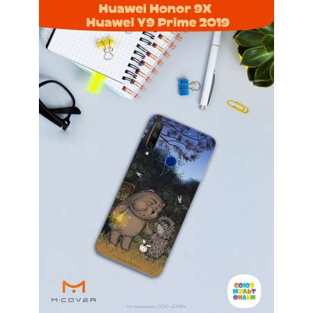 Силиконовый чехол Mcover для смартфона Honor 9X Huawei Y9 Prime 2019 Союзмультфильм Ежик в тумане и медвежонок