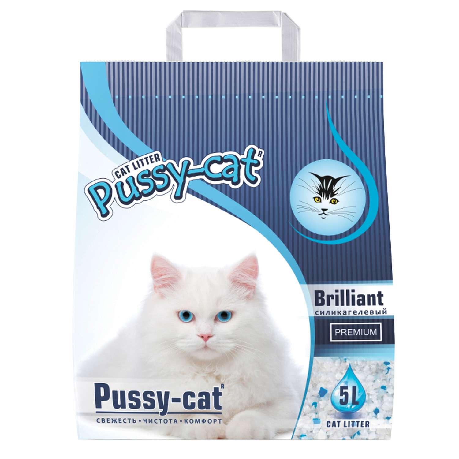 Наполнитель для кошек Pussy Cat Premium Brilliant силикагелевый 5 л - фото 1
