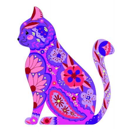 Раскраска на холсте РАЗВИВАШКИ Цветочная кошка