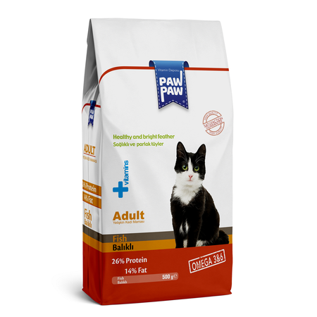 Корм для кошек Paw paw 0.5кг Adult Cat Food with Fish с рыбой сухой