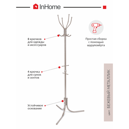 Вешалка напольная InHome Стойка металлическая
