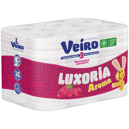 Туалетная бумага Veiro Luxoria аромат Малина 3 слоя 12шт