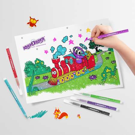 Фломастеры Юнландия для рисования для детей набор с блестками 6 цветов