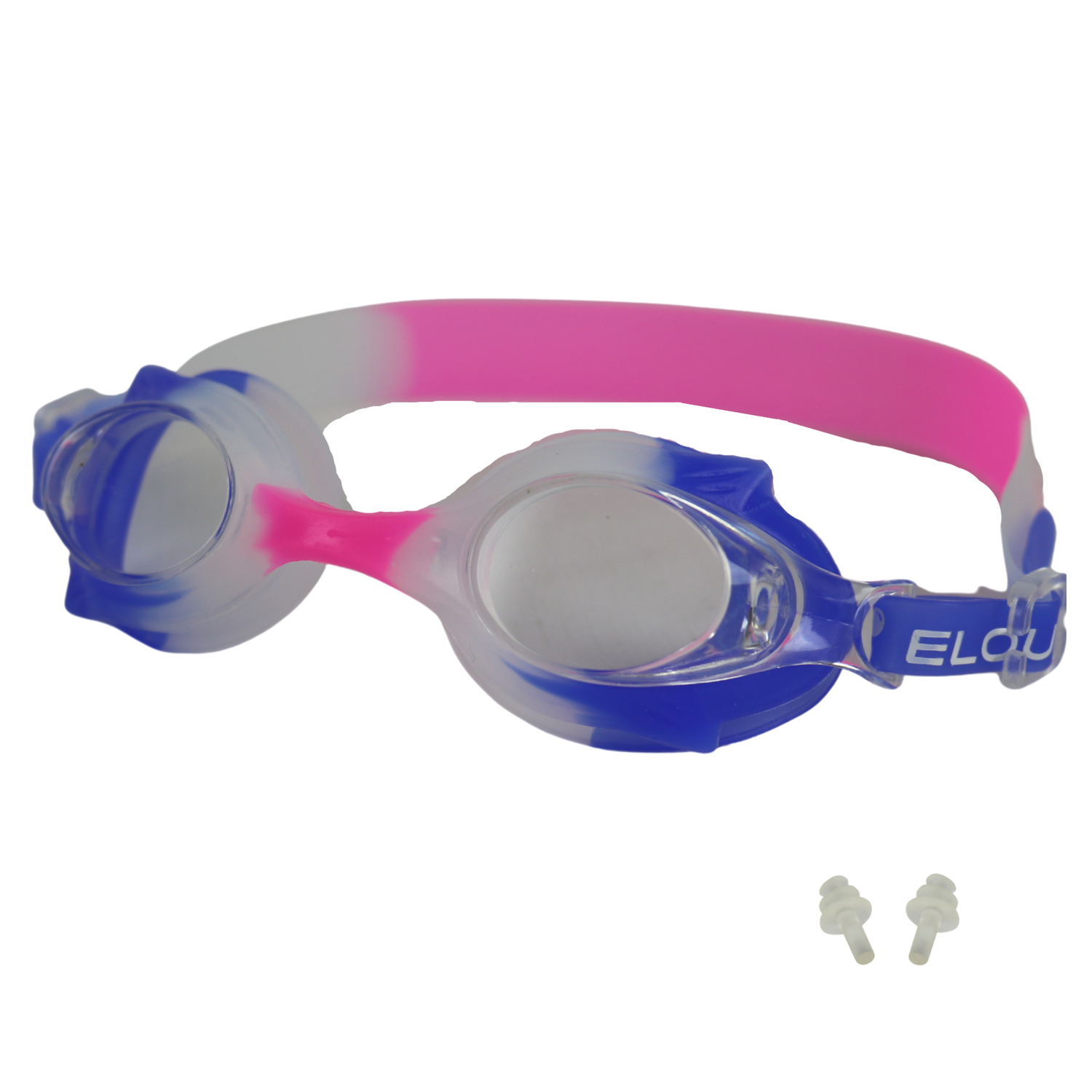 Очки для плавания Elous YG-1500 бело-голубо-розовый - фото 1