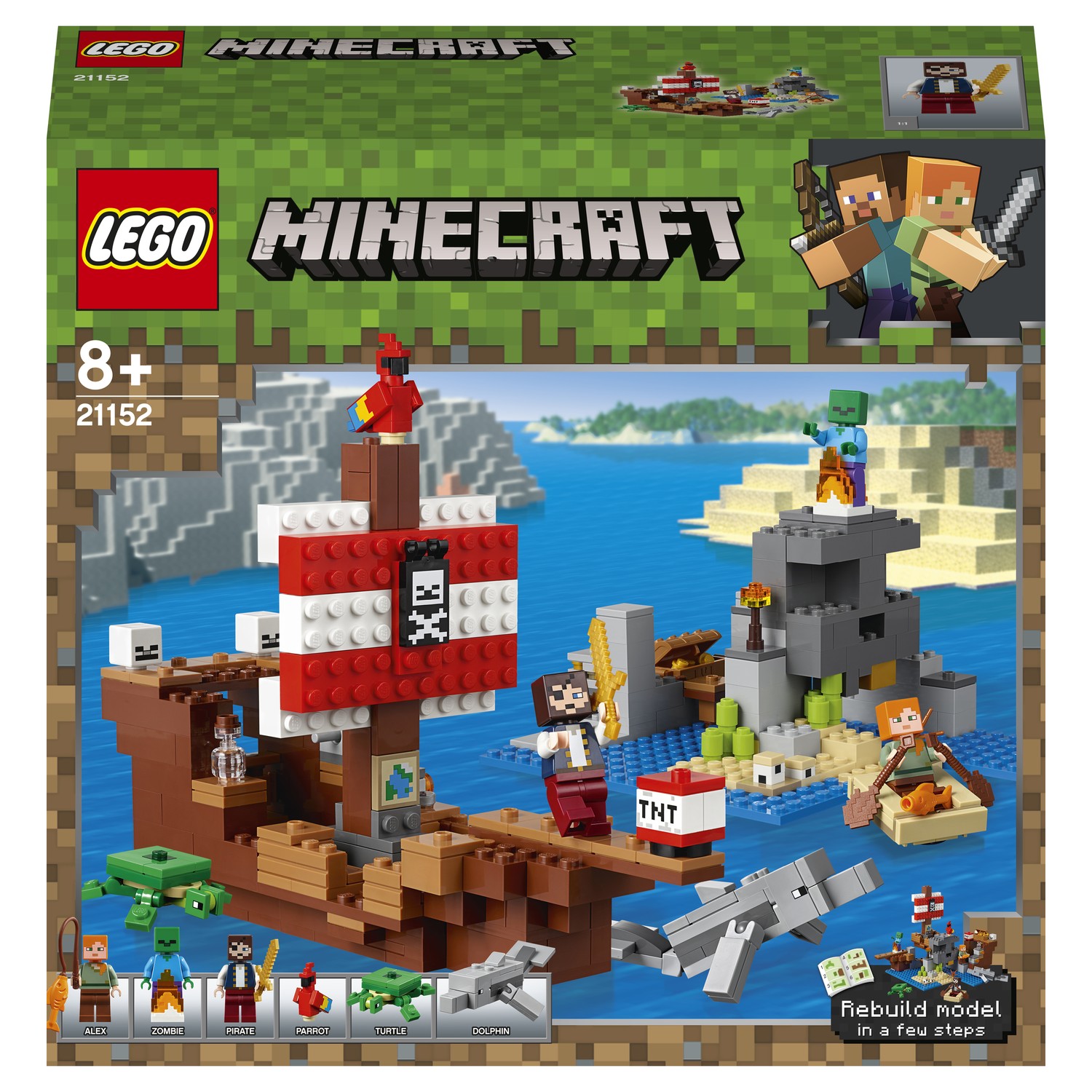 Конструктор LEGO Minecraft Приключения на пиратском корабле 21152 купить по  цене 2499 ₽ в интернет-магазине Детский мир