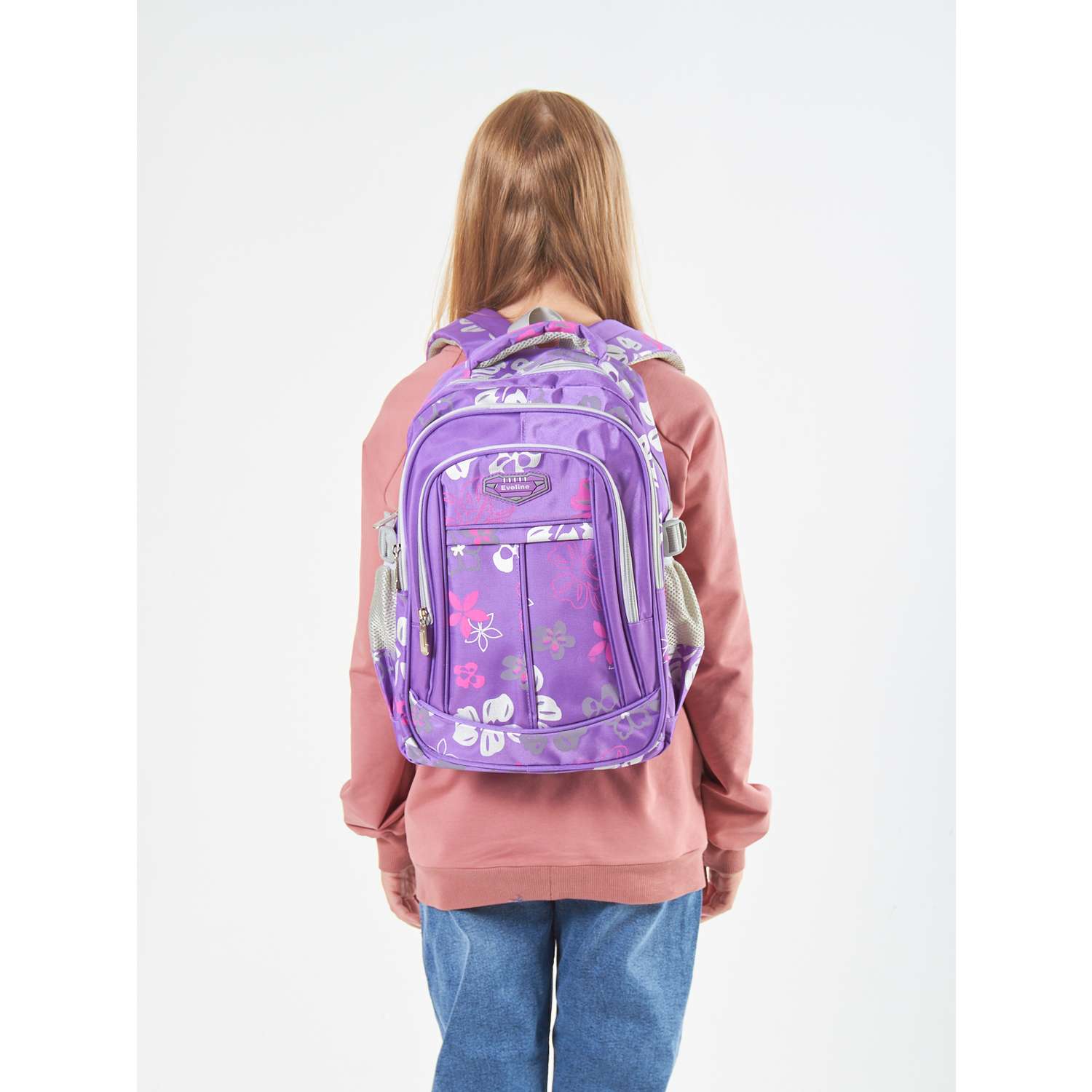 Рюкзак школьный Evoline Средний фиолетовый серый EVO-160 - фото 5