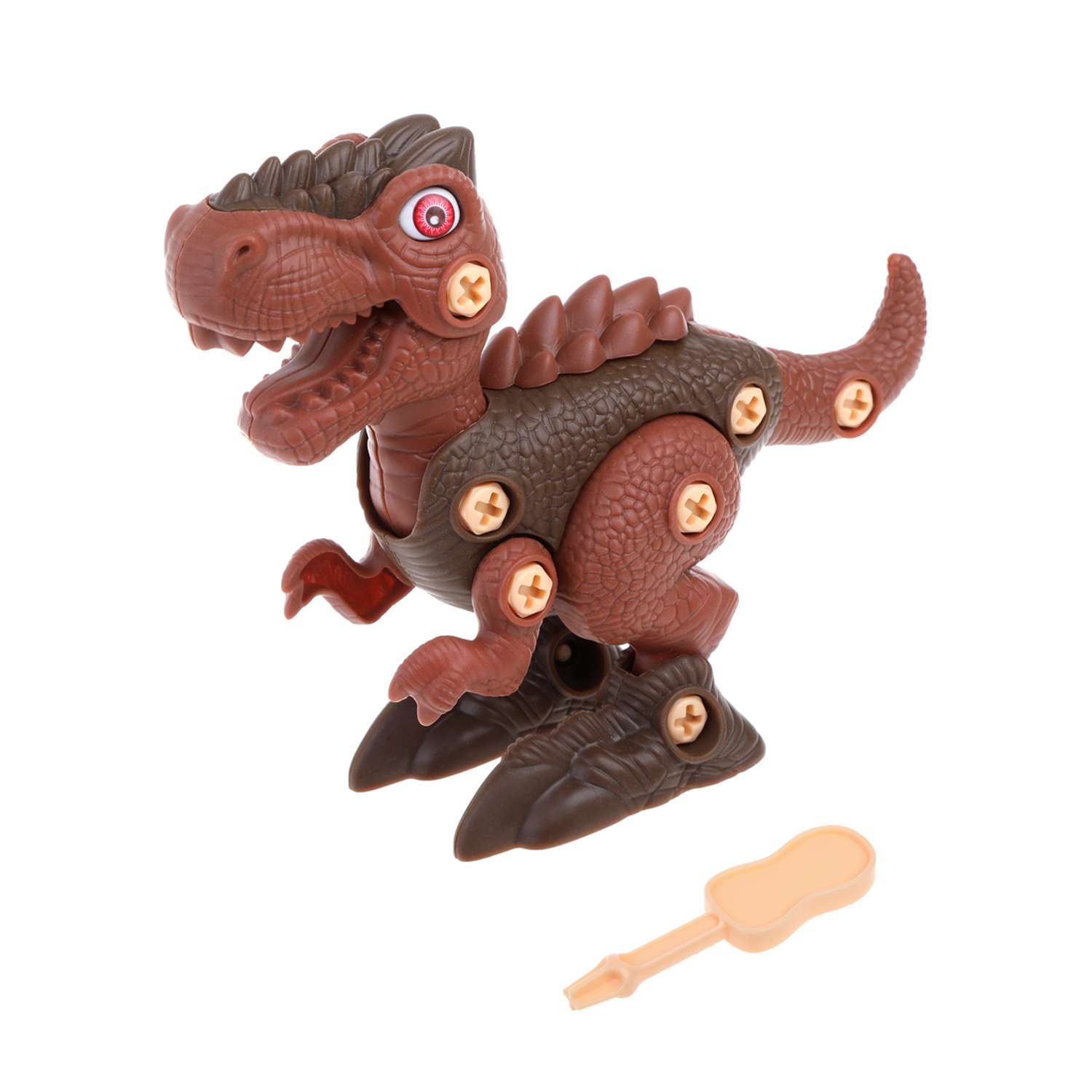 Конструктор-скрутка Наша Игрушка для малышей с отверткой коричневый динозавр - фото 1