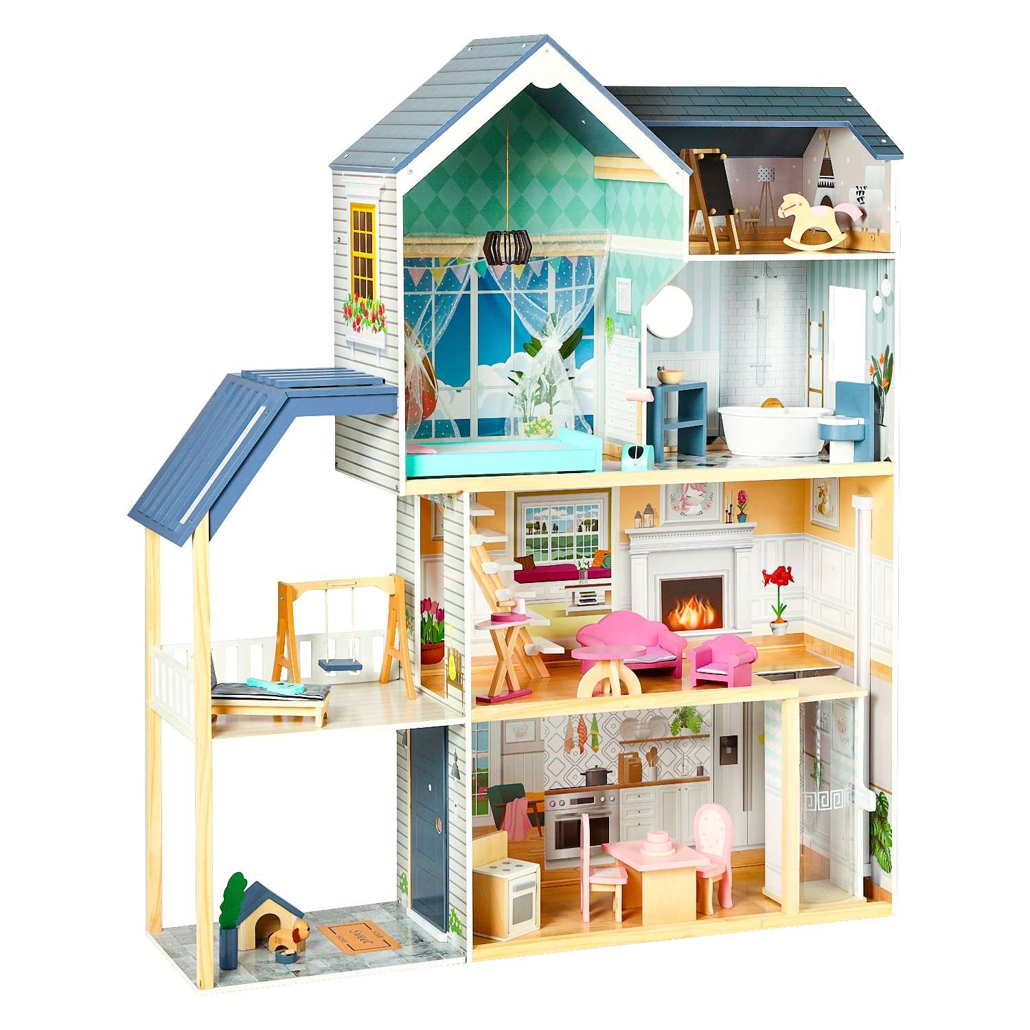 Кукольный домик KidKraft Амелия с мебелью 15 предметов 65093_KE
