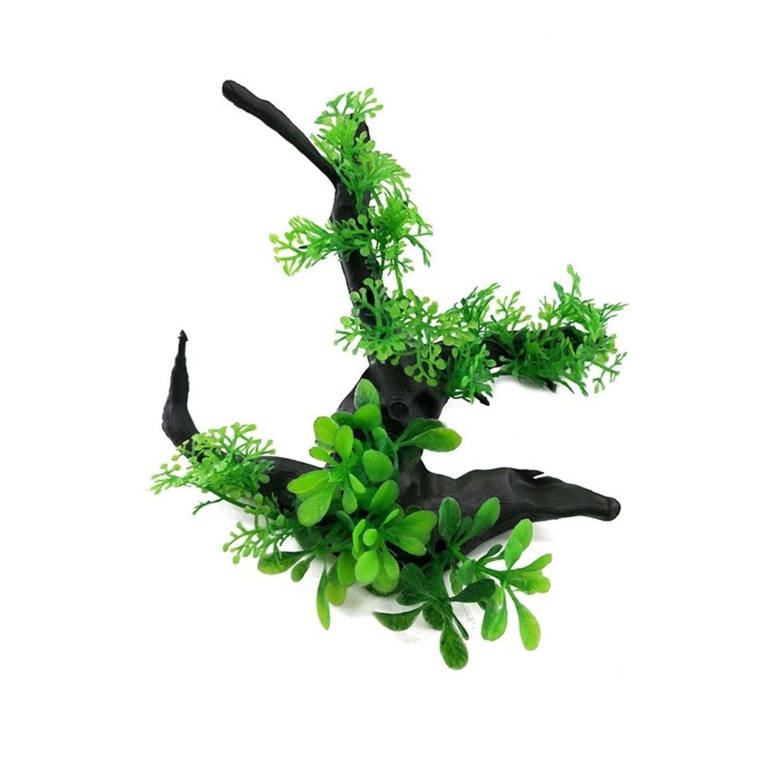Декор для аквариума Rabizy коряга с растениями 14х14х10 см - фото 1