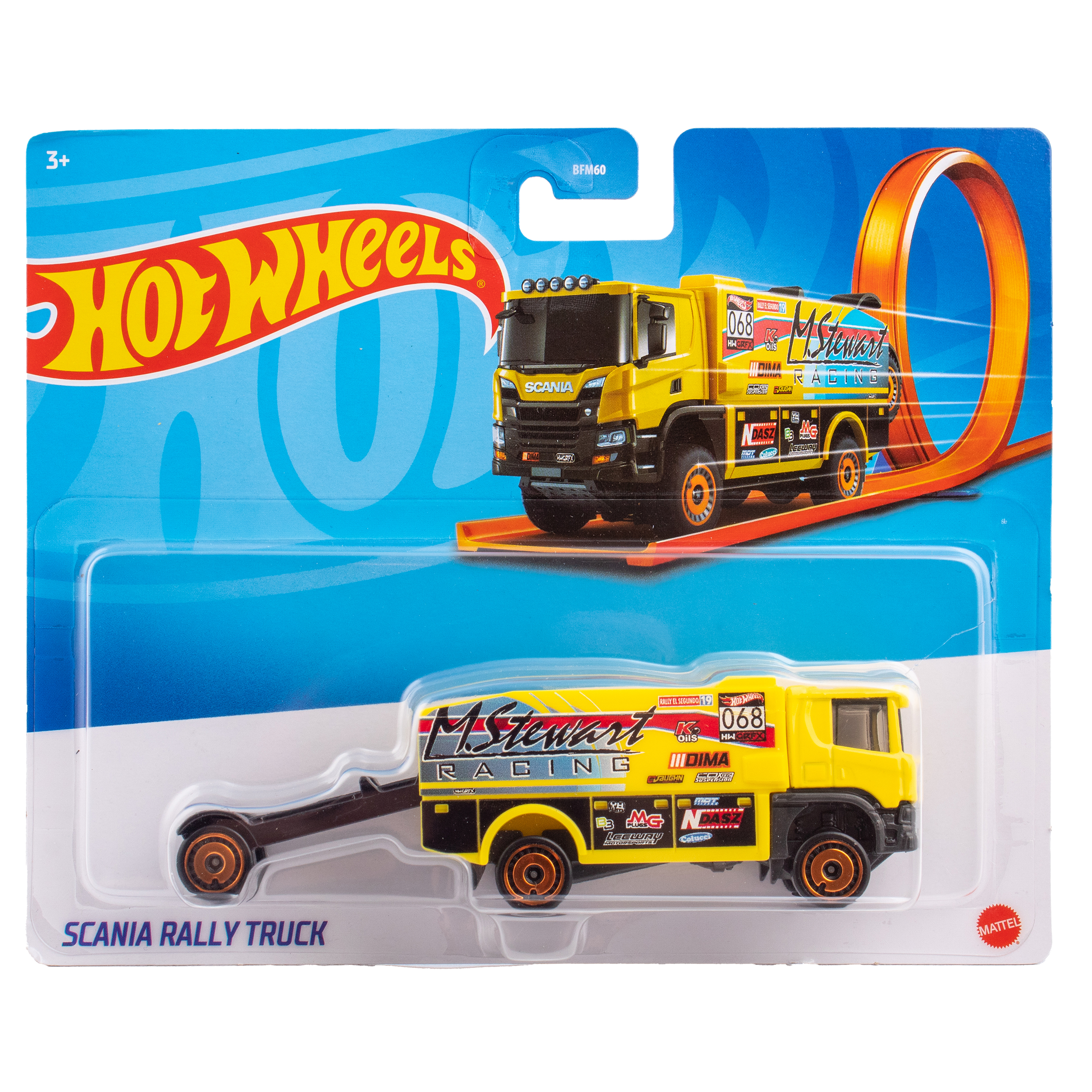 Машинка Mattel Hot Wheels Тягач с прицепом Scania Rally Truck BFM60(GKC33) - фото 4