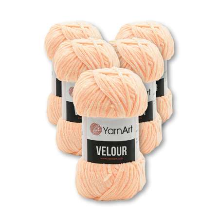 Пряжа для вязания YarnArt Velour 100 г 170 м микрополиэстер мягкая велюровая 5 мотков 863 персиковый