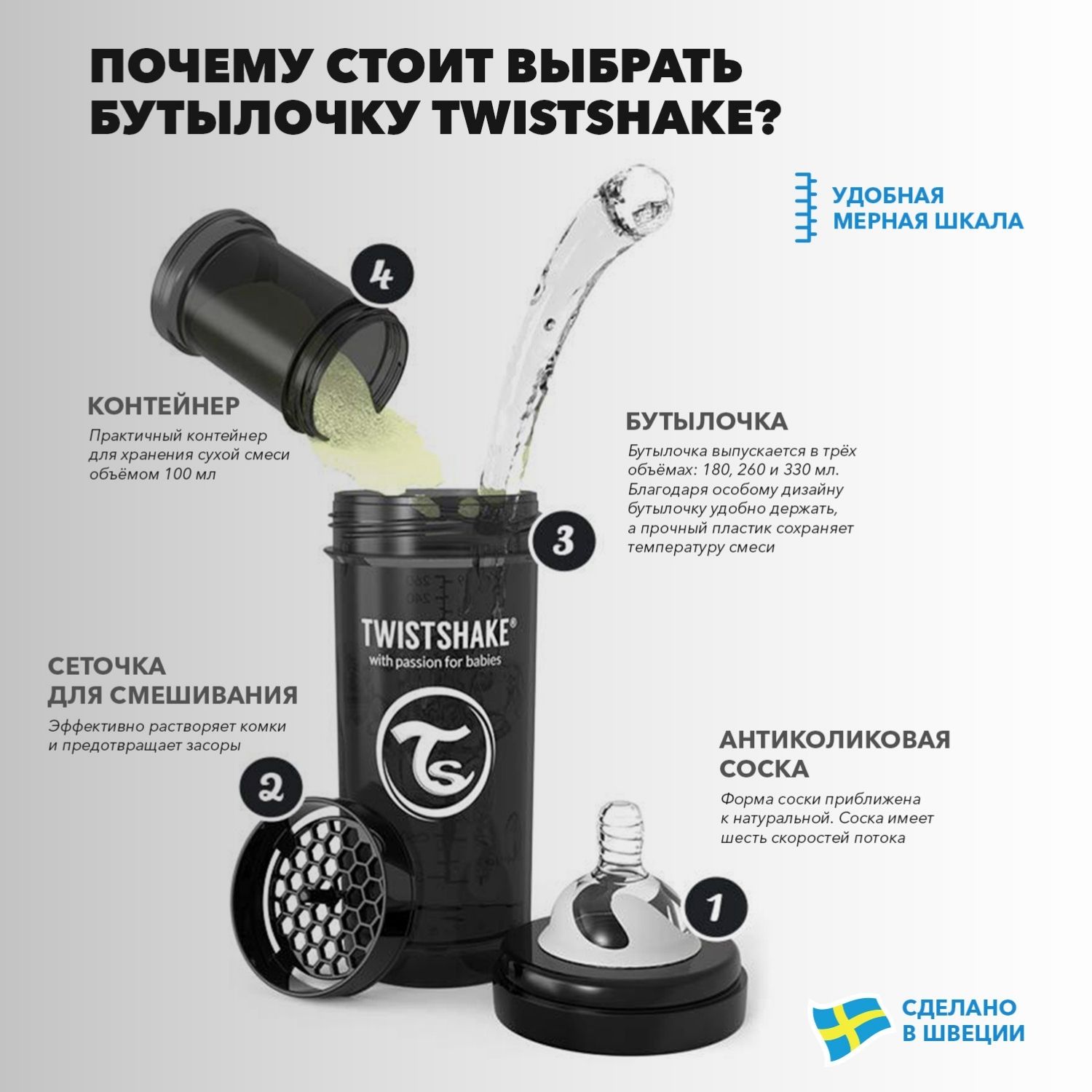 Бутылочка Twistshake Антиколиковая Пастельный синий 330 мл 4 мес+ - фото 8