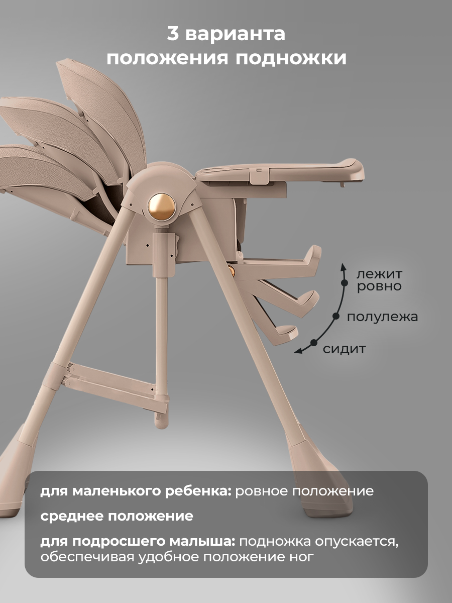 Стульчик-качели для кормления ребенка KUNDER Трансформер многофункциональный коричневый - фото 5