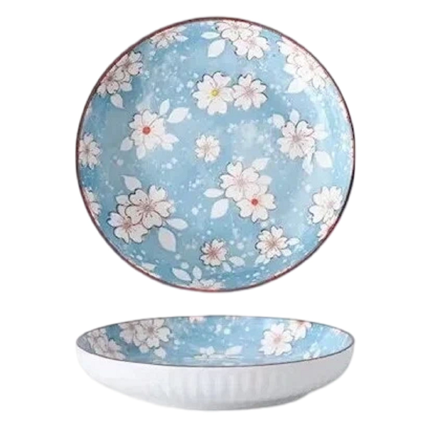 Набор тарелок 4 шт ZDK Kitchen Japanese Collection цвет голубой D-18 см цветочки - фото 1