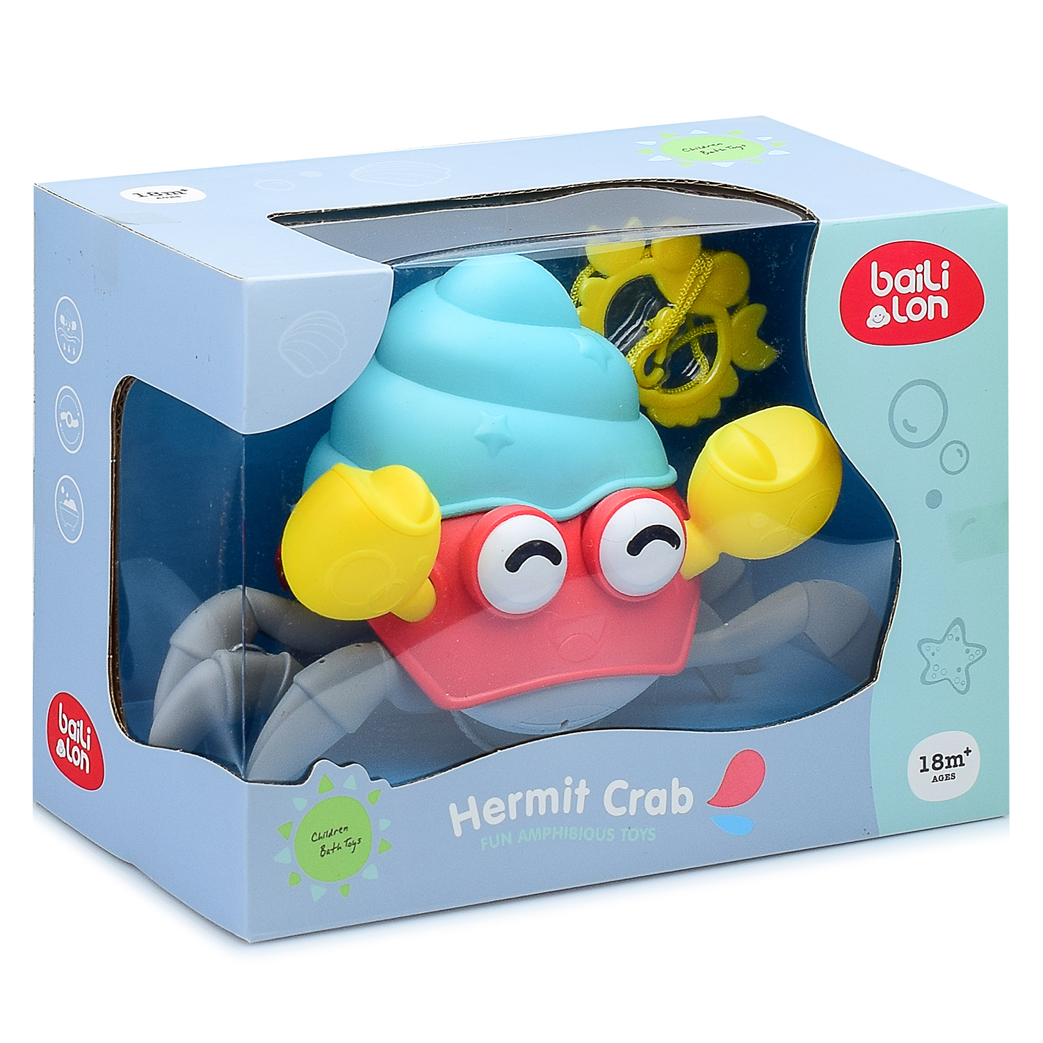 Игрушка для купания Ural Toys 2 в 1 игрушка-каталка Крабик бегает по суше и плавает в воде - фото 5