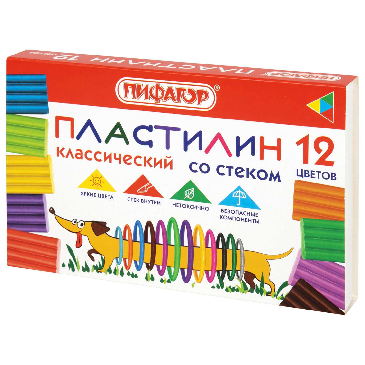 Пластилин классический Пифагор для лепки набор для детей 12 цветов - фото 8