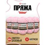 Пряжа для вязания YarnArt Velour 100 г 170 м микрополиэстер мягкая велюровая 5 мотков 854 св-розовый