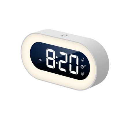 Часы электронные ARTSTYLE с встроенным аккумулятором ночником и будильником белого цвета