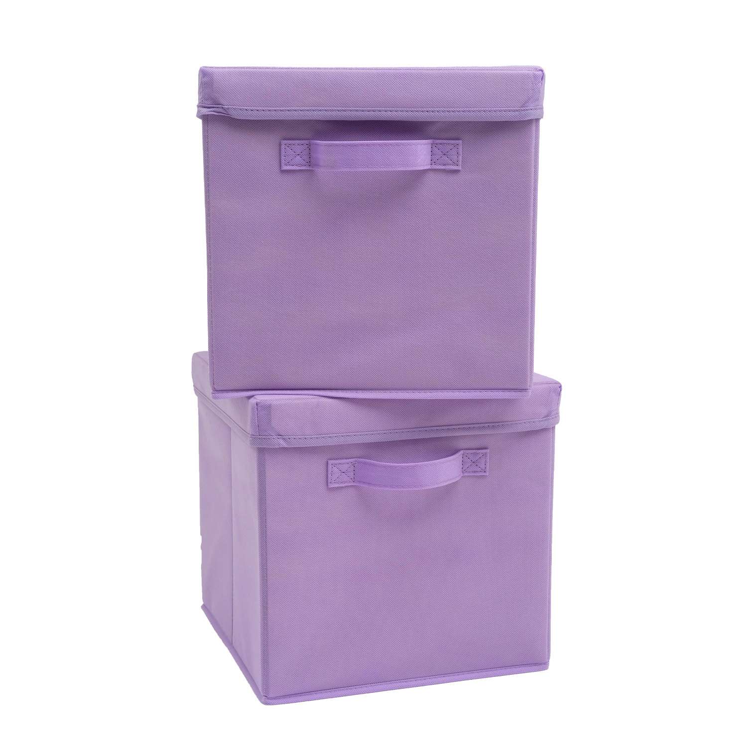 Набор складных коробок Home One для хранения 30 на 30 на 30см 2шт крышка в комплекте фиолетовый - фото 1