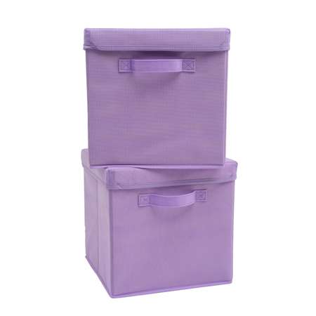 Набор складных коробок Home One для хранения 30 на 30 на 30см 2шт крышка в комплекте фиолетовый