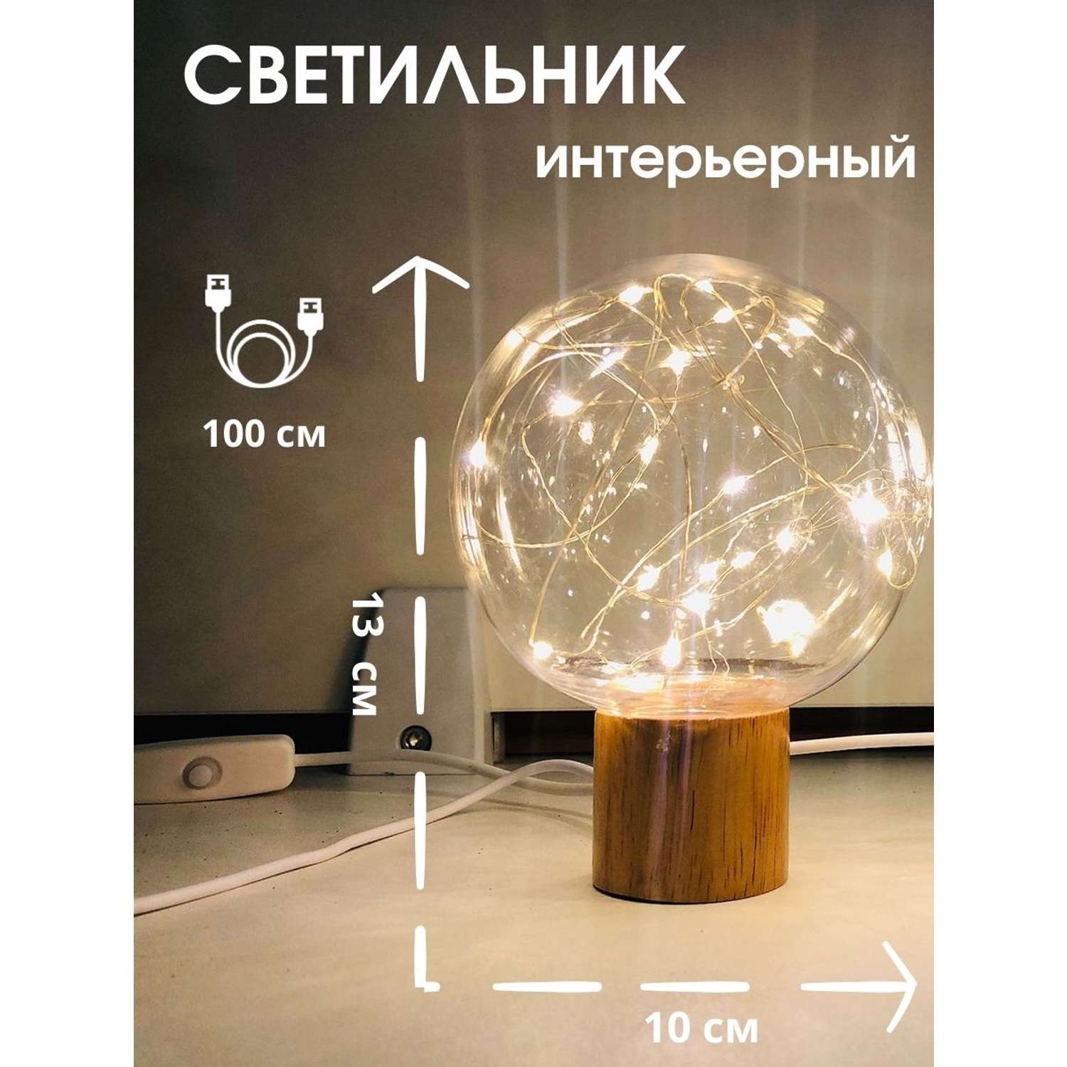 Лампа интерьерная настольная LATS ночник сфера - фото 2