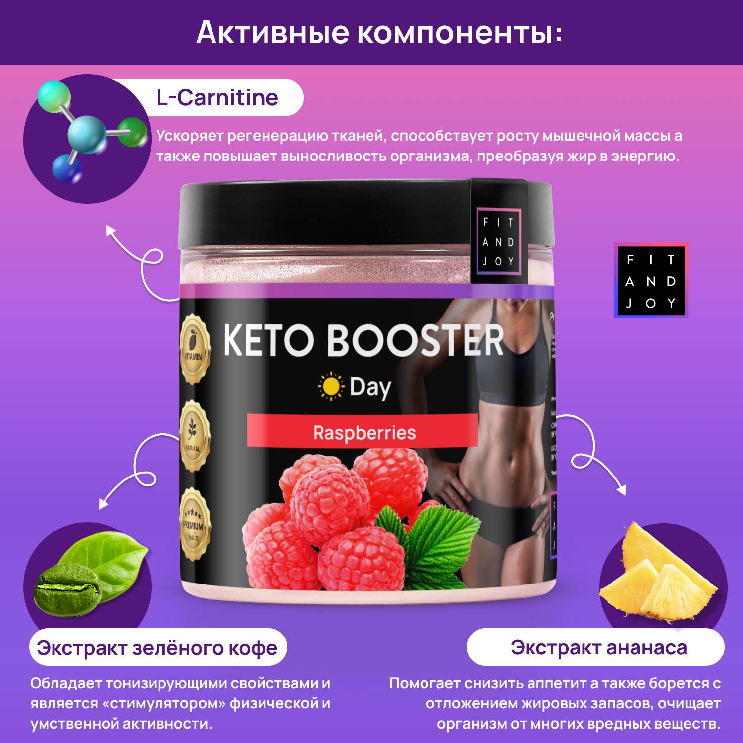 Жиросжигатель для похудения FIT AND JOY Keto-booster Малина День - фото 4