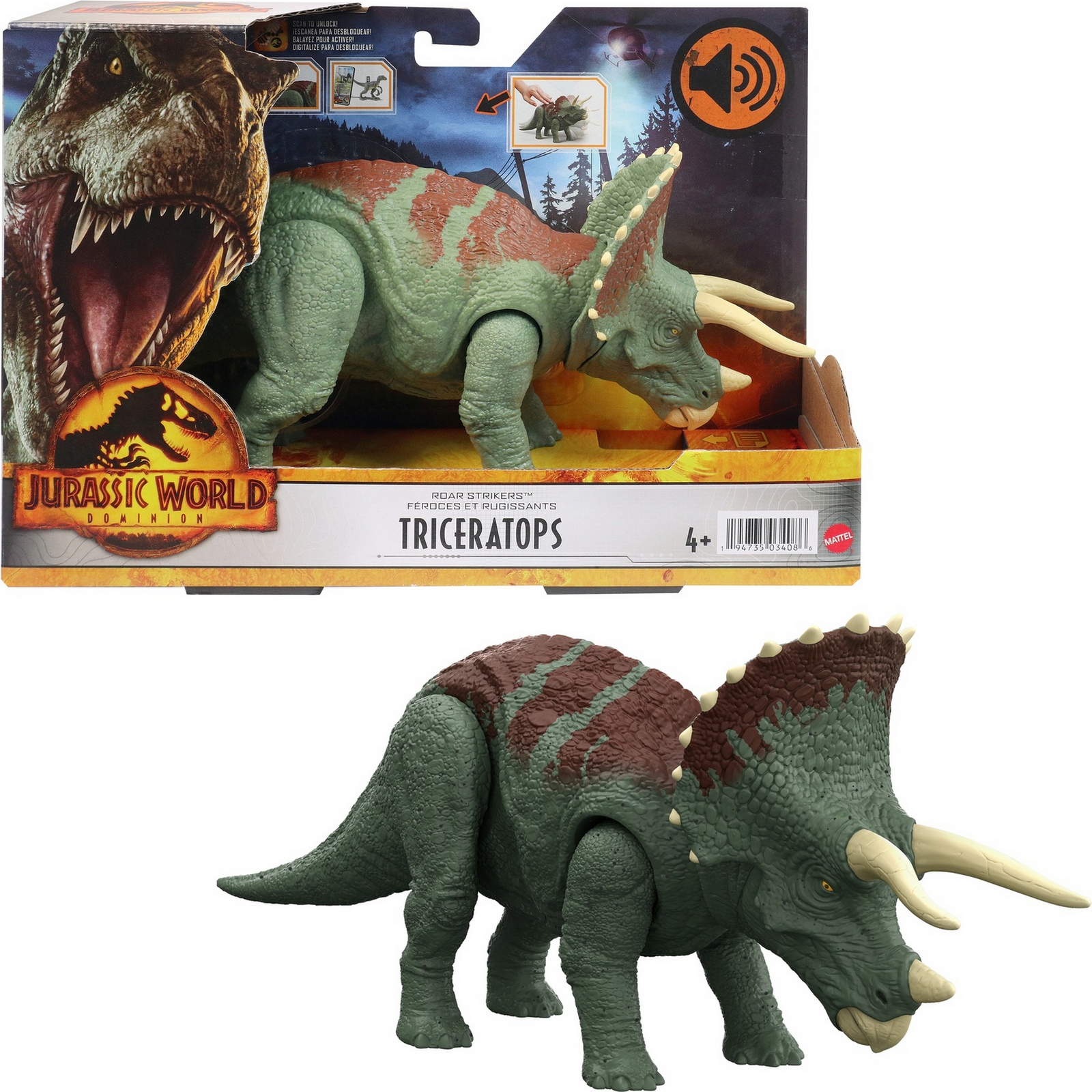 Фигурка Jurassic World Новые рычащие динозавры Трицератопс HDX34 - фото 8