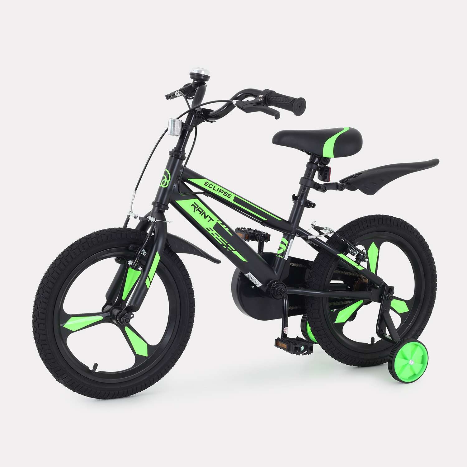 Велосипед 2-х колесный детский Rant Eclipse черно-зеленый 16 - фото 1