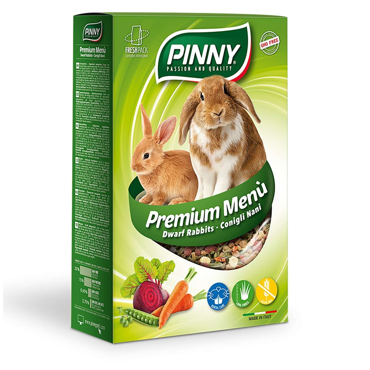 Корм для карликовых кроликов PINNY 0.8кг Premium Menu Rabbit с морковью-горохом-свеклой - фото 1