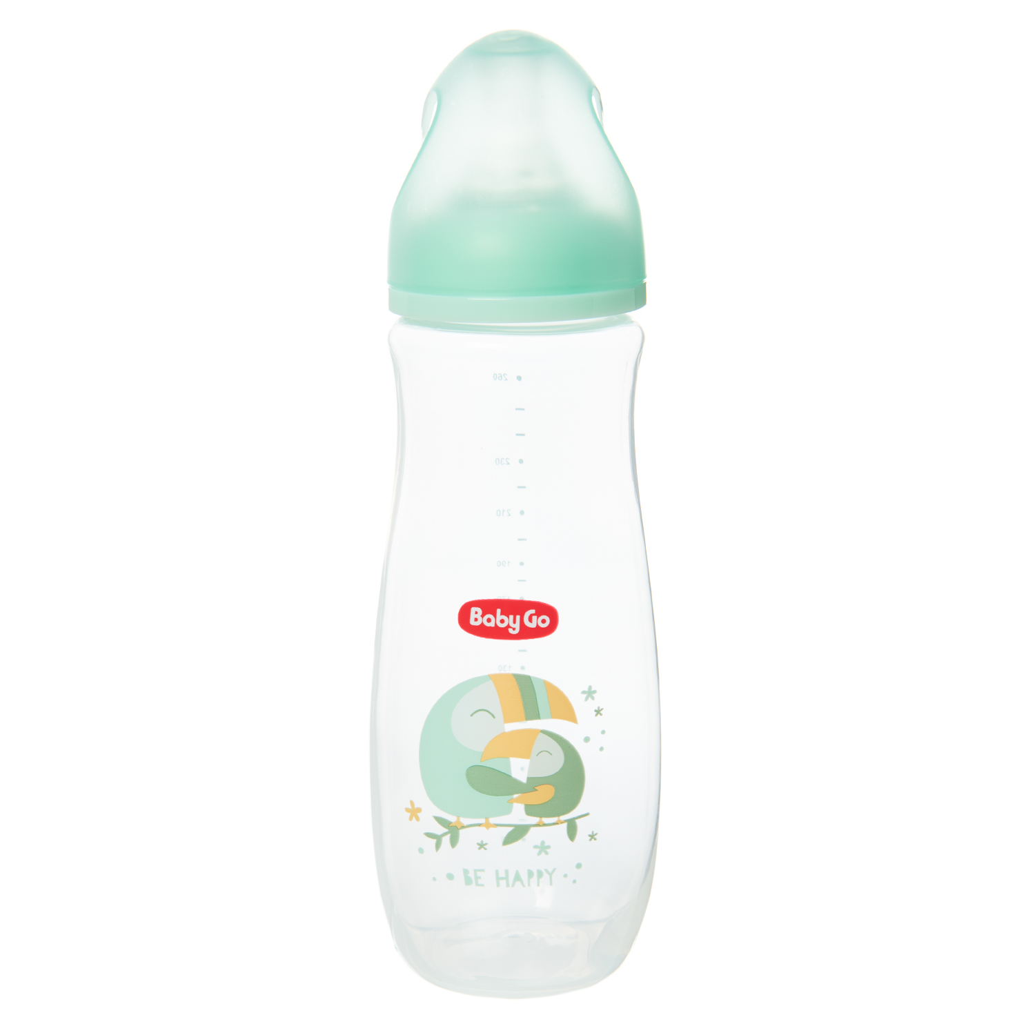 Бутылочка BabyGo 250мл +2соски S/M Green-Grey - фото 1