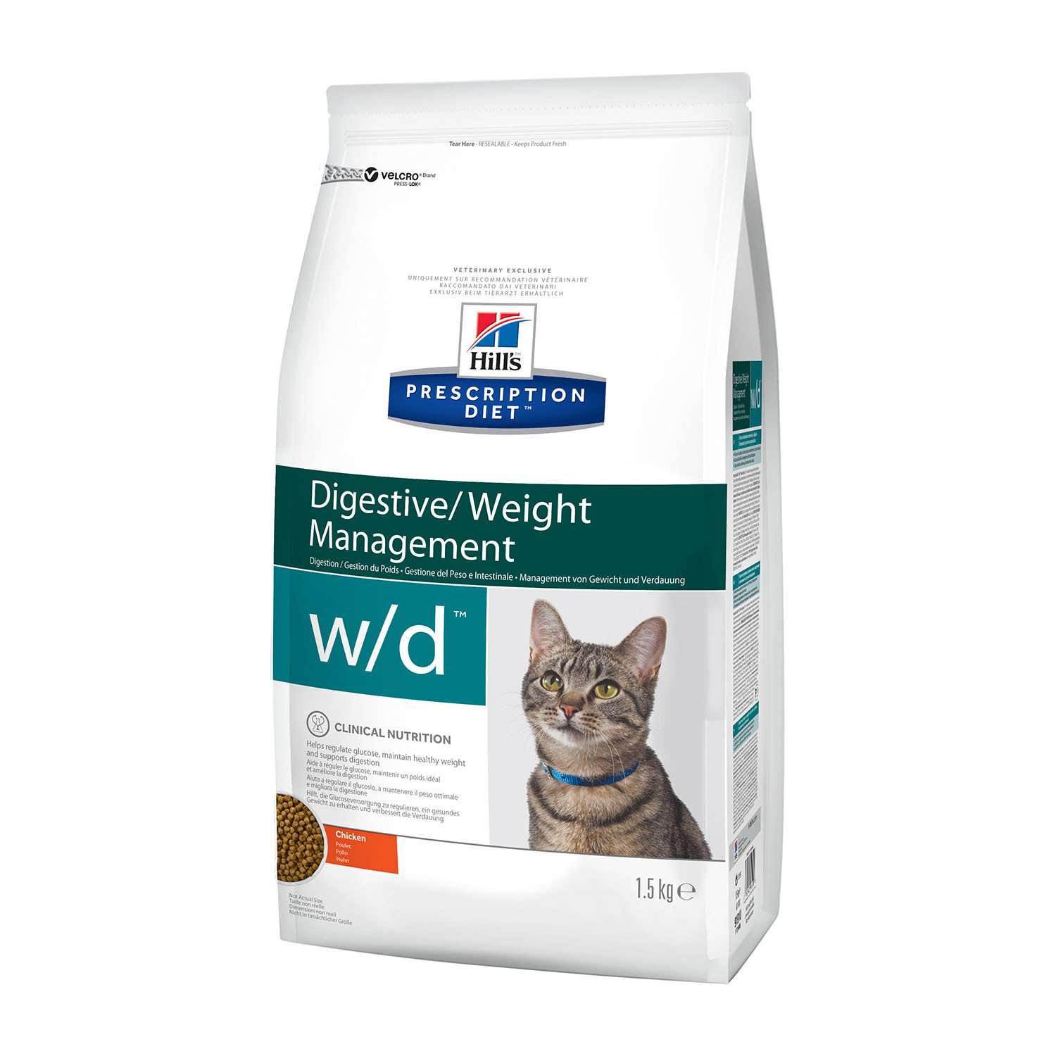 Корм для кошек HILLS 1.5кг Prescription Diet w/d Digestive/Weight Management при сахарном диабете с курицей сухой - фото 4