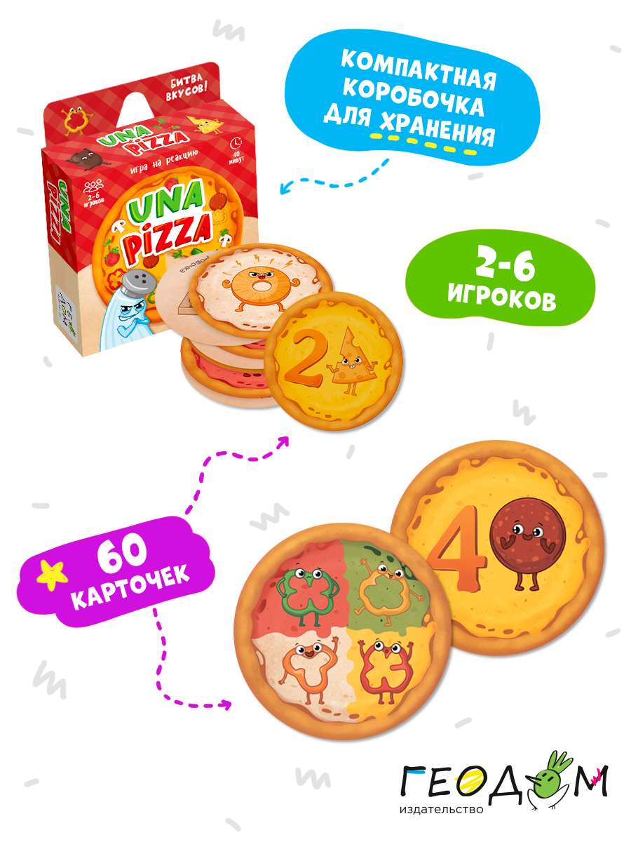 Игра настольная ГЕОДОМ Una pizza 60 карточек - фото 2