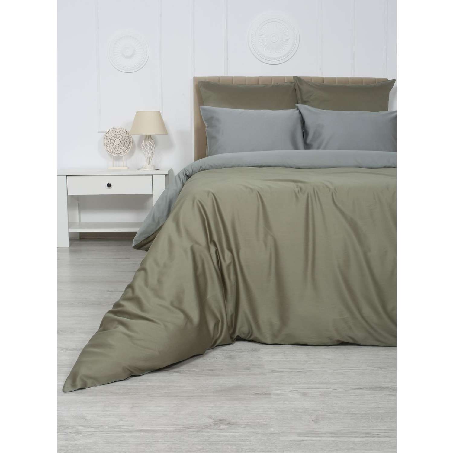 Комплект постельного белья Mona Liza 2 спальный ML Luxury sage тенсель лиоцелл шалфей/камень - фото 7