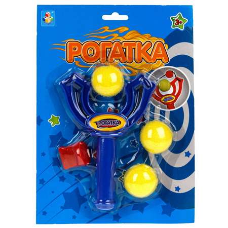 Рогатка 1TOY с 3 шариками синяя