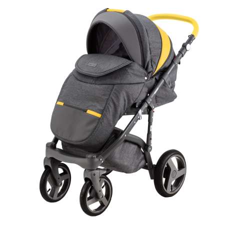 Коляска 2в1 BeBe-mobile Ravenna Sport V115 Серый+Серая кожа+Желтая кожаная отделка