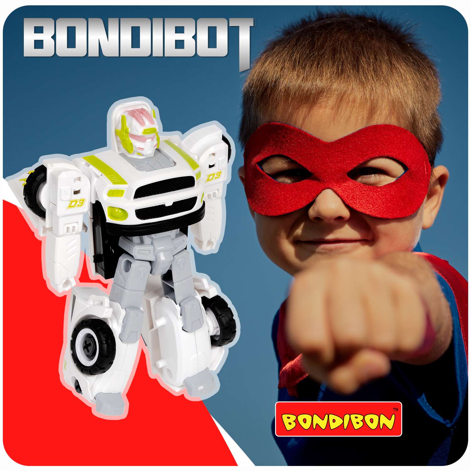 Трансформер BONDIBON Bondibot Робот-автомобиль 2 в 1 с отвёрткой Полиция белого цвета - фото 11