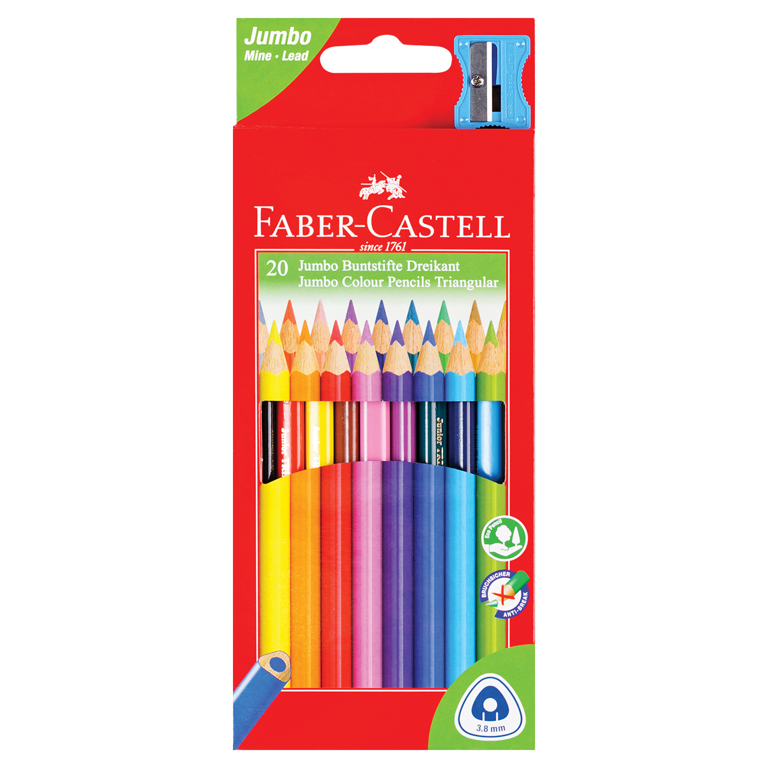 Карандаши цветные Faber Castell Jumbo утолщенные 20цветов +точилка 116520 - фото 1