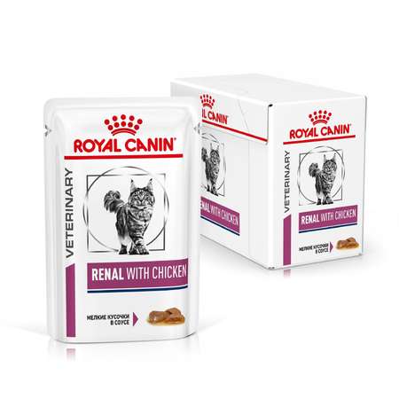 Корм для кошек ROYAL CANIN Veterinary Diet Renal Feline при лечении почек кусочки в соусе курица 85г