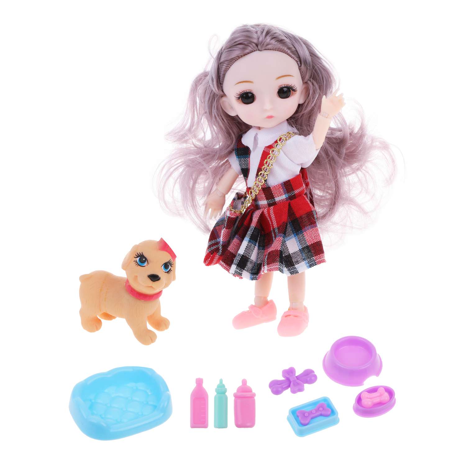Игровой набор для девочки Наша Игрушка кукла шарнирная 15 см и питомец 802113 - фото 3