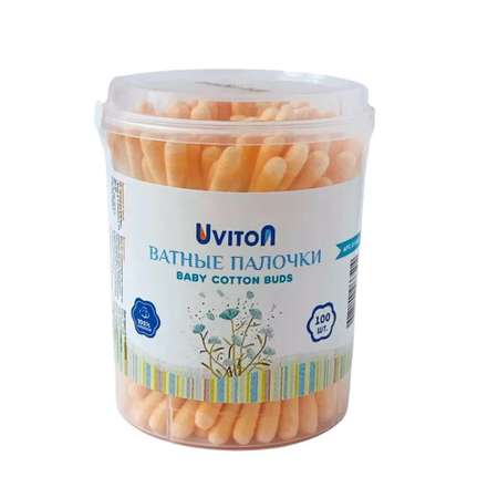 Ватные палочки Uviton 100 шт в упаковке оранжевые