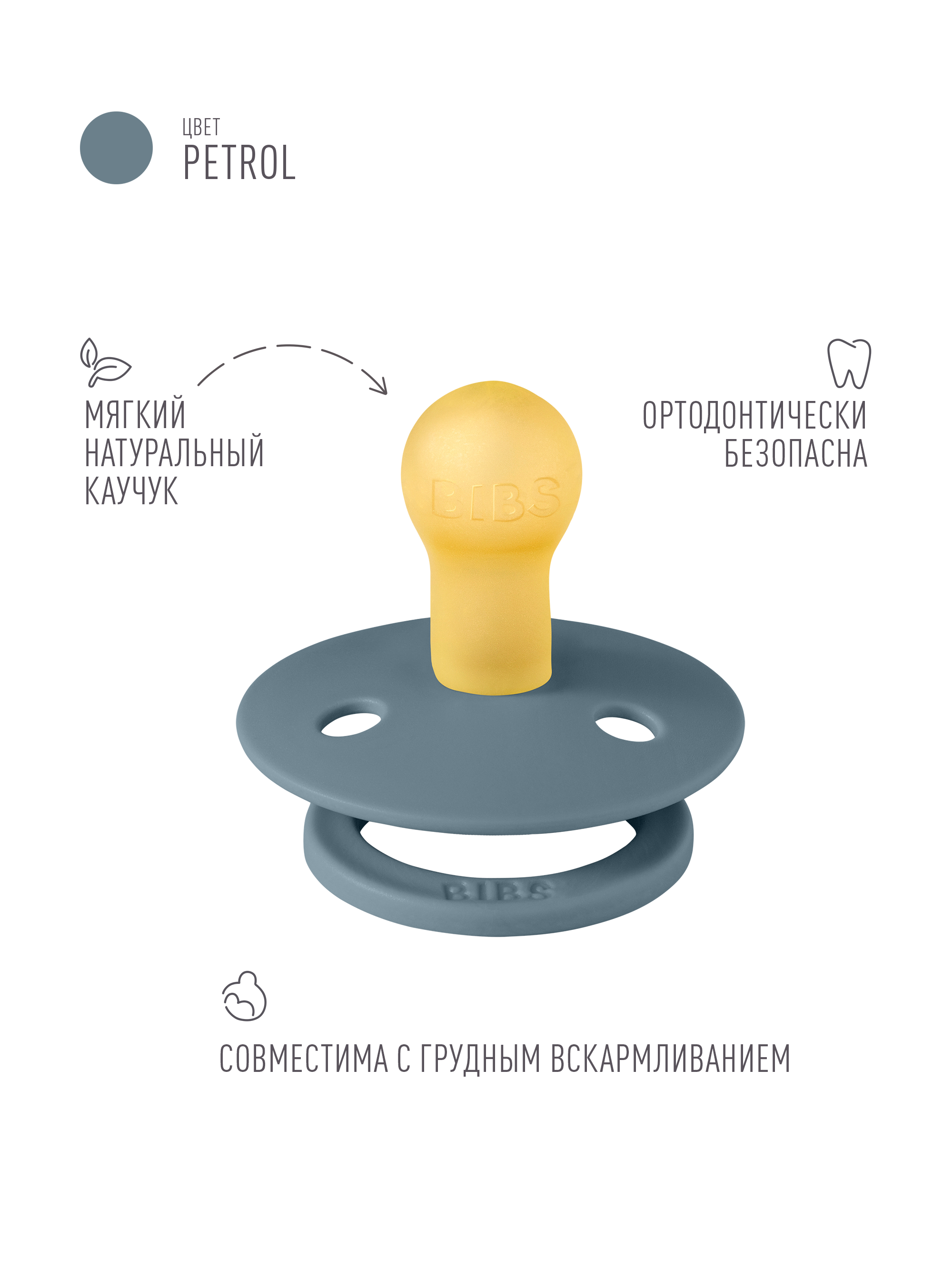 Соска пустышка BIBS Colour Petrol 0+месяцев - фото 2