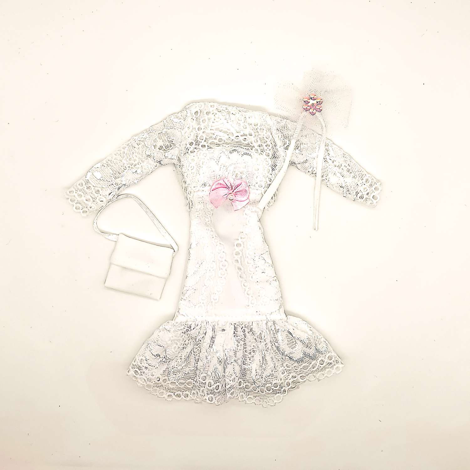Одежда для кукол типа Барби VIANA Платье с болеро и сумочка 11.136.1 белый 11.136.1 - фото 1