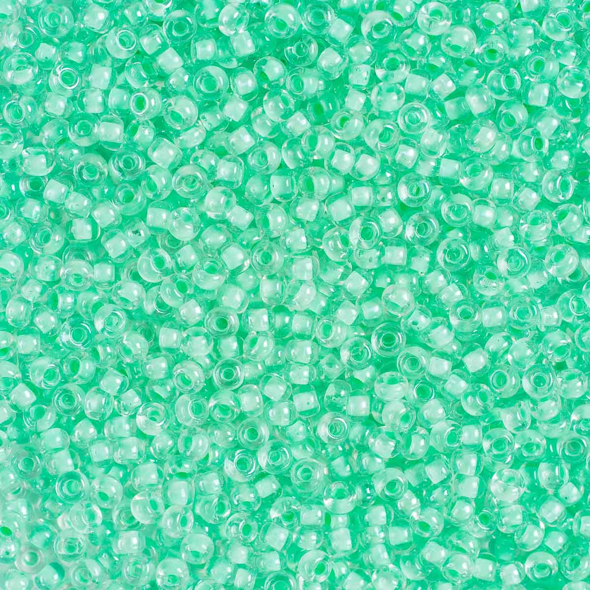 Бисер Preciosa чешский прозрачный с цветным центром 10/0 20 гр Прециоза 38652 светло-зеленый - фото 1