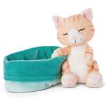 Игрушка мягкая Nici Спящий котик в сине-зеленой корзине Коричневый 47145