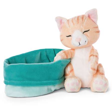 Игрушка мягкая Nici Спящий котик в сине-зеленой корзине Коричневый 47145