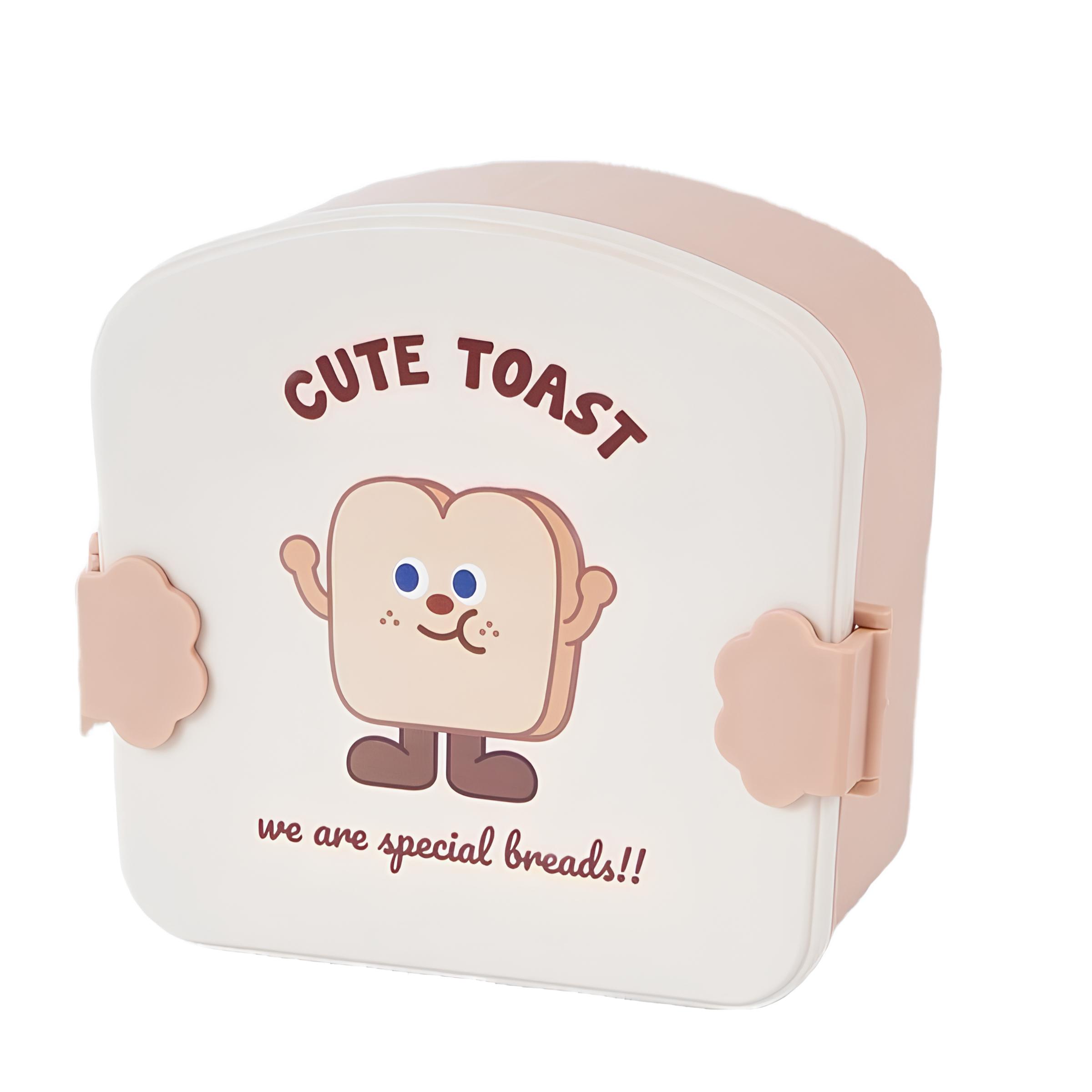 Ланч-бокс контейнер для еды iLikeGift Cute toast с приборами - фото 2