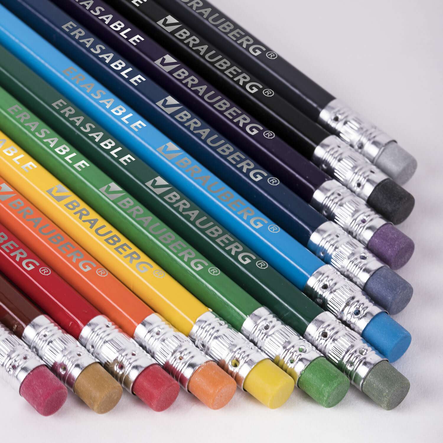 Карандаши цветные Brauberg художественные для рисования стираемые с ластиком - фото 8