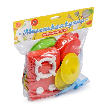 Игровой набор для кухни Green Plast детская игрушечная посудка с плитой 24 предмета