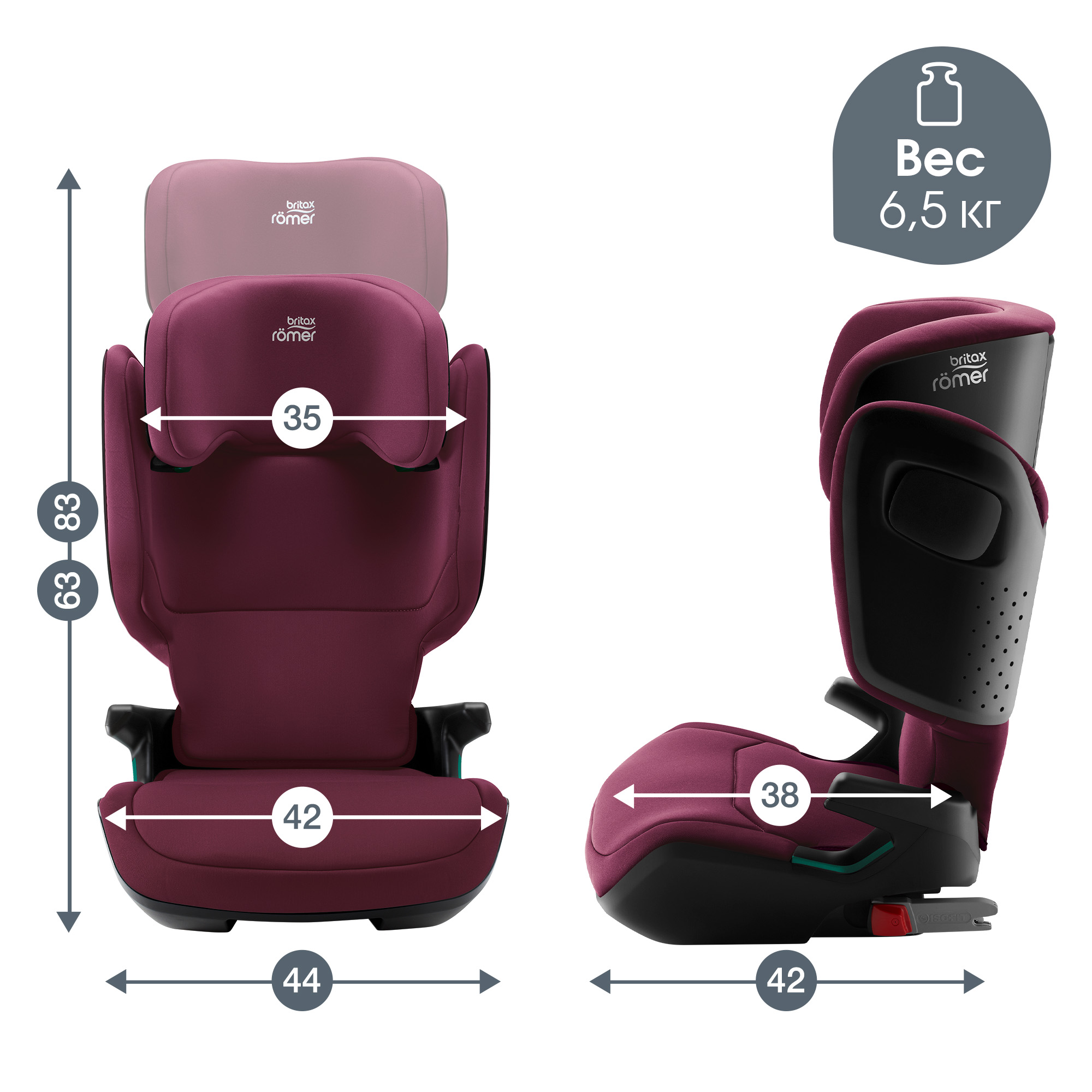 Детское автокресло Britax Roemer KIDFIX M i-Size Burgundy Red - фото 10