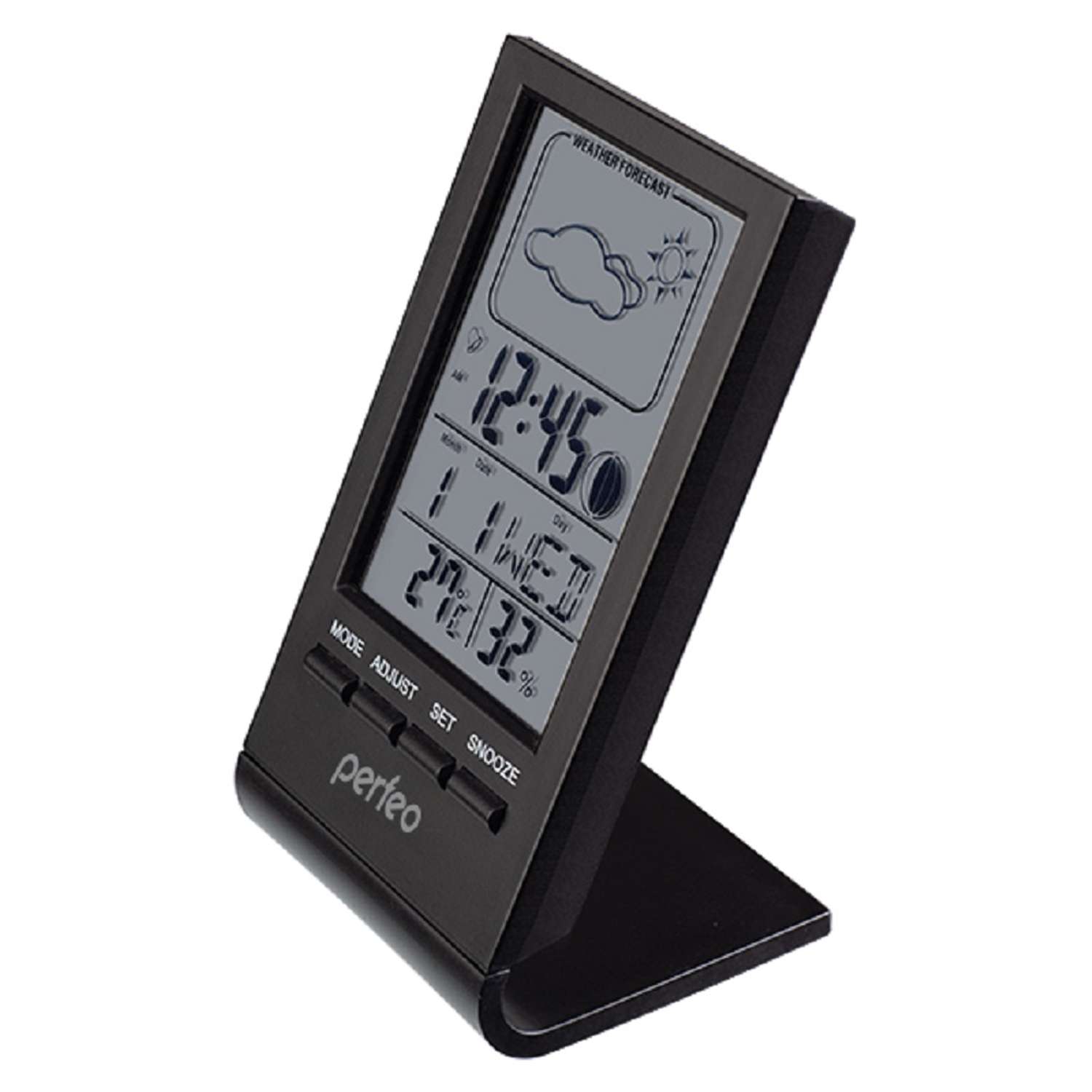 Часы-метеостанция Perfeo Angle чёрный PF-S2092 время температура влажность дата - фото 1